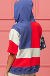 BiBi American Flag Theme Hoodie - Patriotic Stars and Stripes Sweatshirt